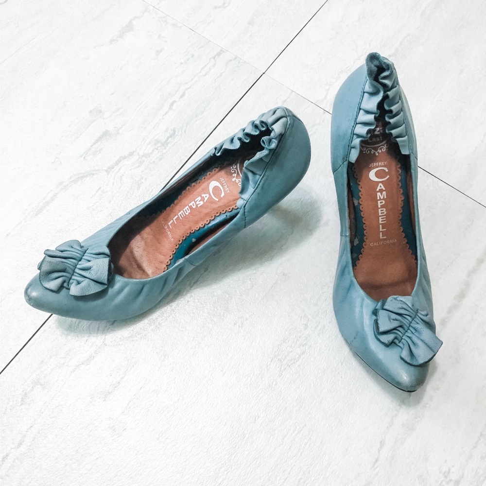 Jeffrey Campbell size 6.5 teal leather heels